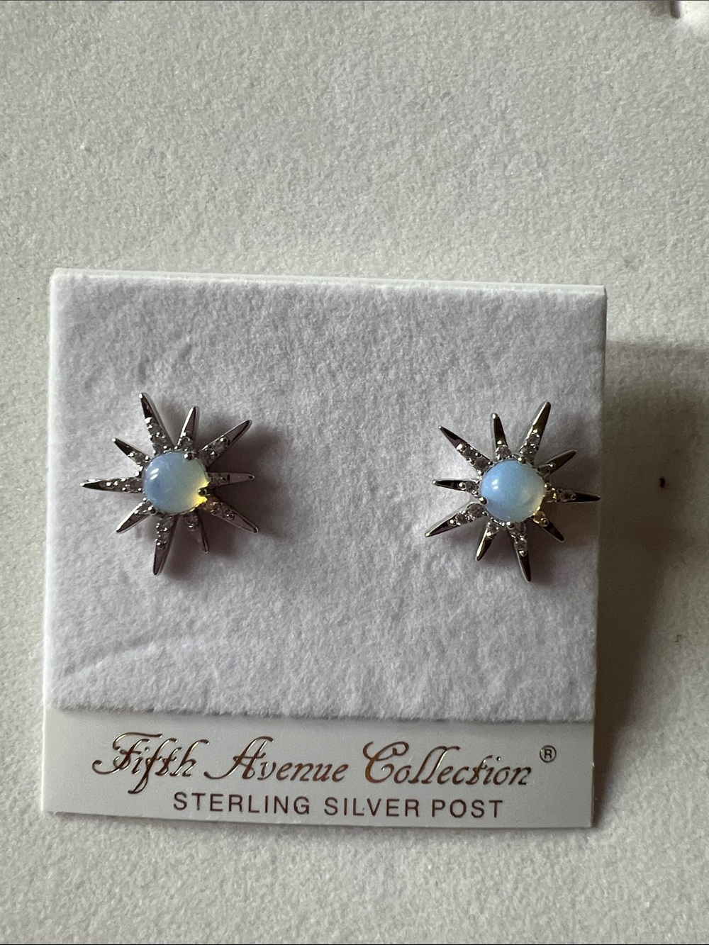 Genuine moonstone Starburst Silver Earrings
